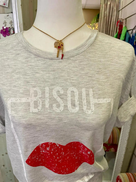 T-shirt Bisou Bisou - Decote Redondo PAMPA MIA ®