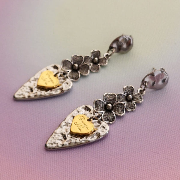 Brincos coração & flores