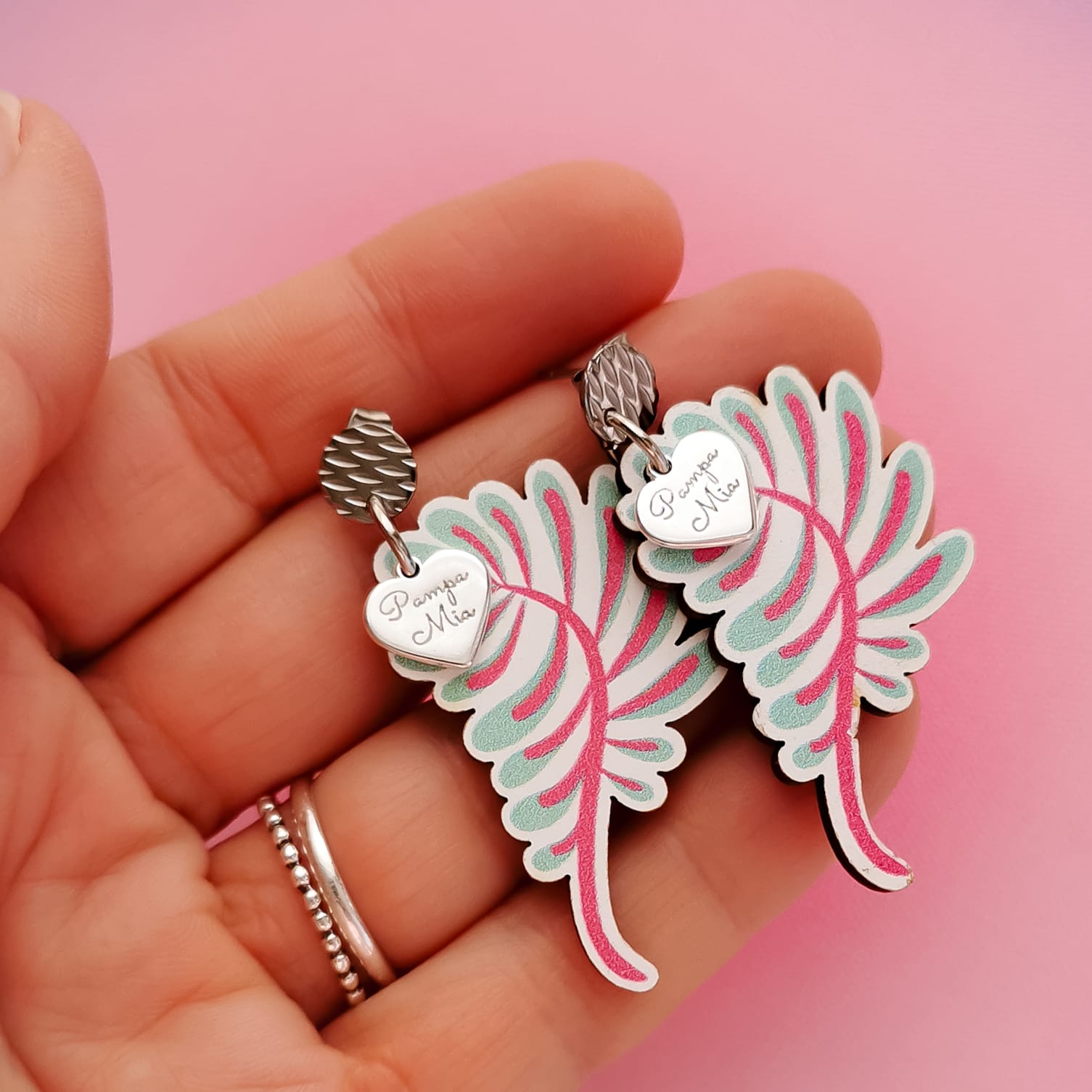 Brincos folhagem rosa PAMPA MIA ®