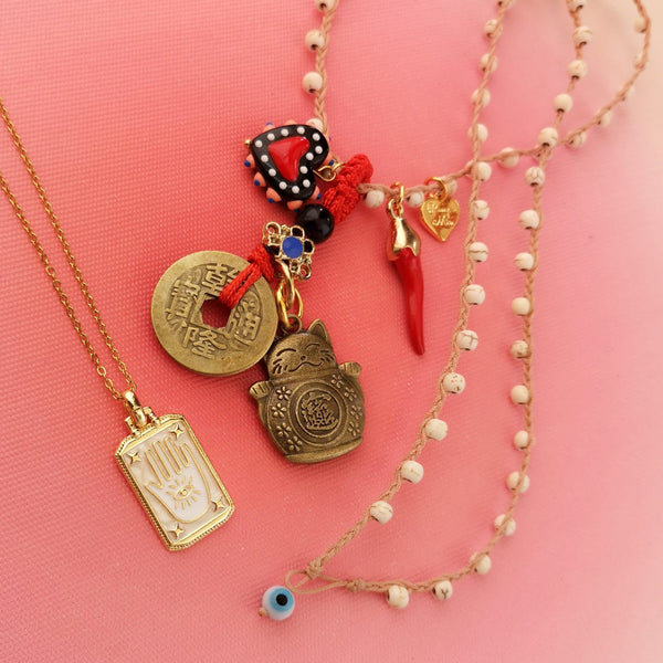 Fio missangas brancas & Hamsa PAMPA MIA ®