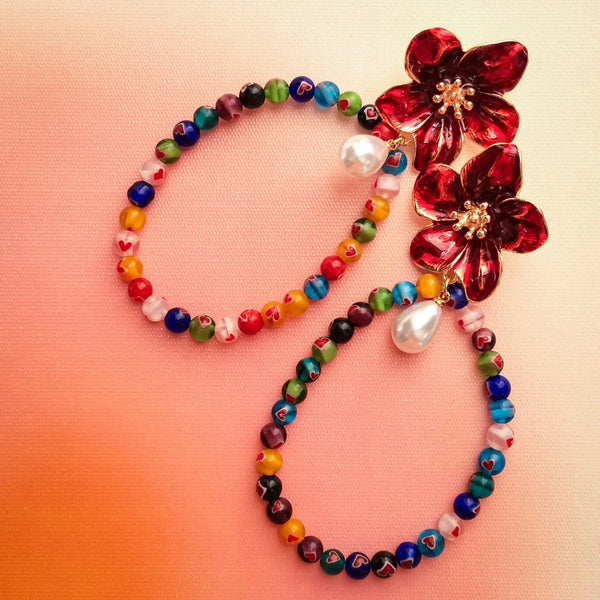 Brincos Argolas Inspo Murano & Fecho Flor PAMPA MIA ®