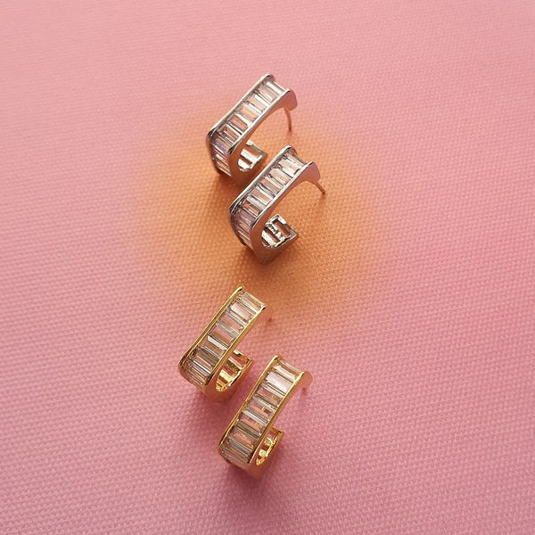 Brincos argolas quadradas com zircónias PAMPA MIA ®