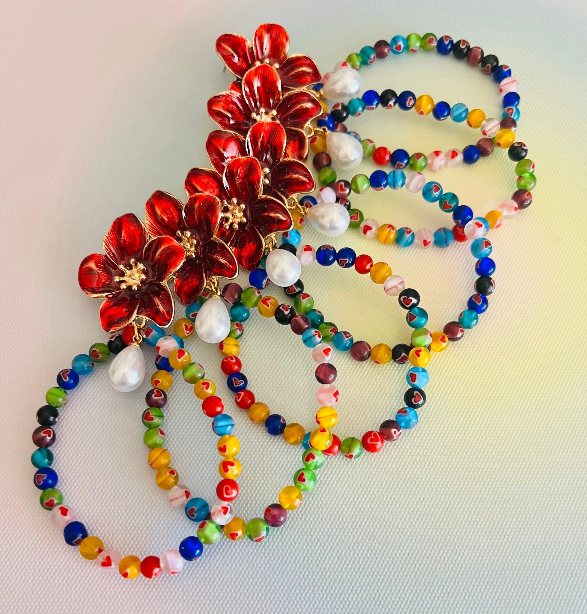 Brincos Argolas Inspo Murano & Fecho Flor PAMPA MIA ®