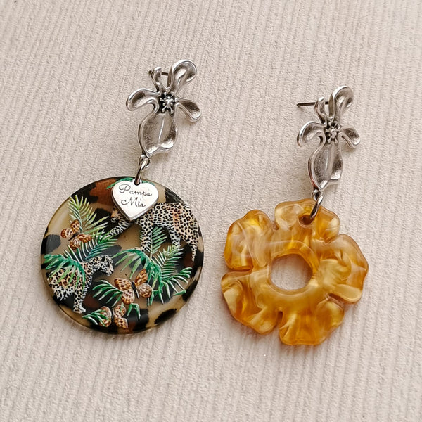 Brincos leopardo & flor PAMPA MIA ®