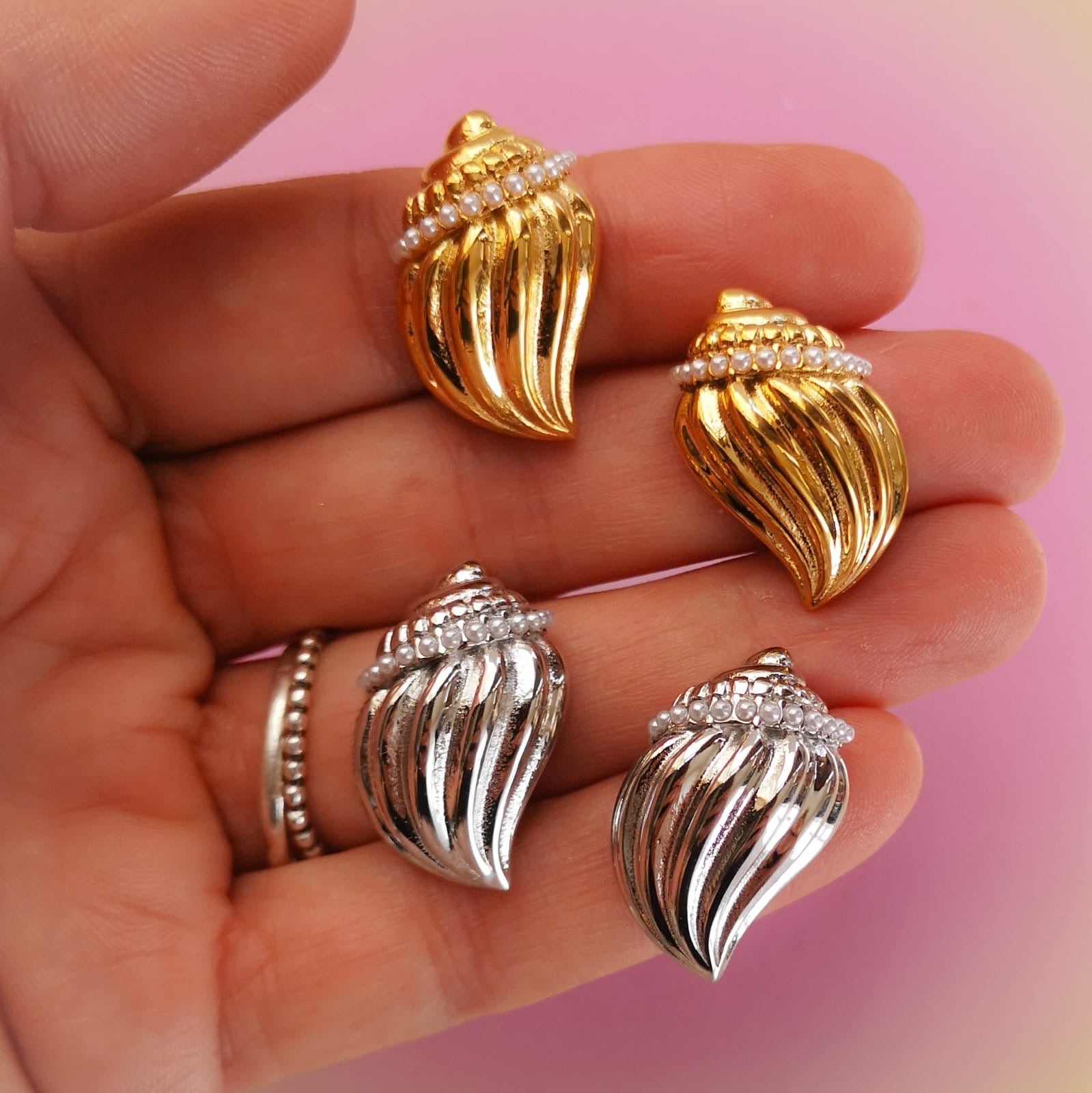 Brincos búzios com zircónias PAMPA MIA ®