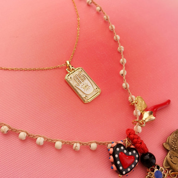 Fio missangas brancas & Hamsa PAMPA MIA ®