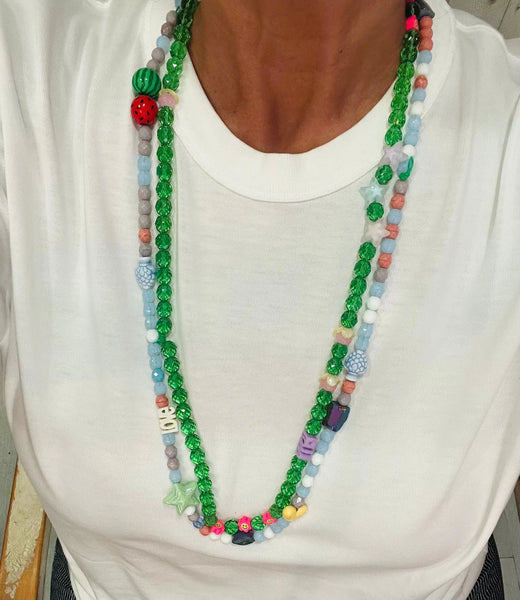 Fio pedras verdes & fio multicor
