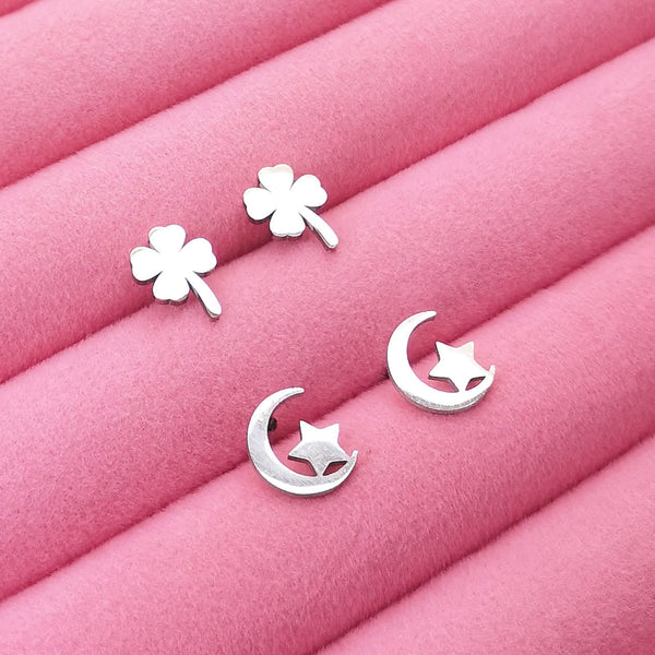 Pack brincos mini lua & trevo PAMPA MIA ®