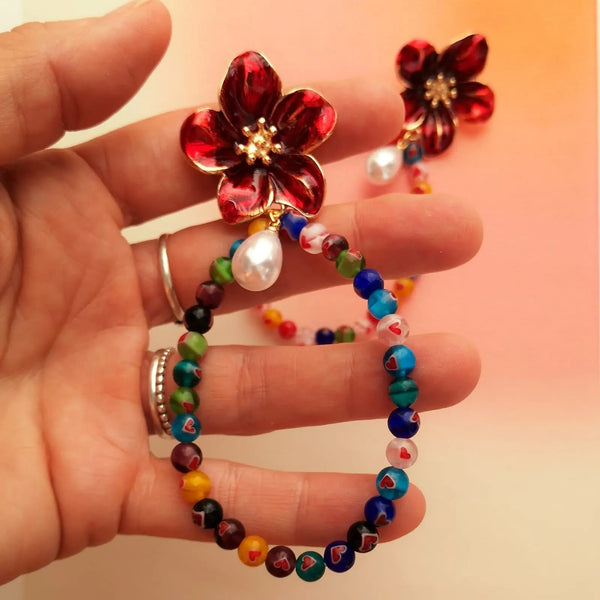 Brincos Argolas Inspo Murano & Fecho Flor PAMPA MIA ®