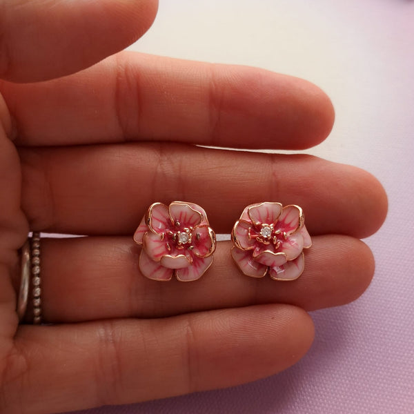 Brincos flor cor de rosa PAMPA MIA ®