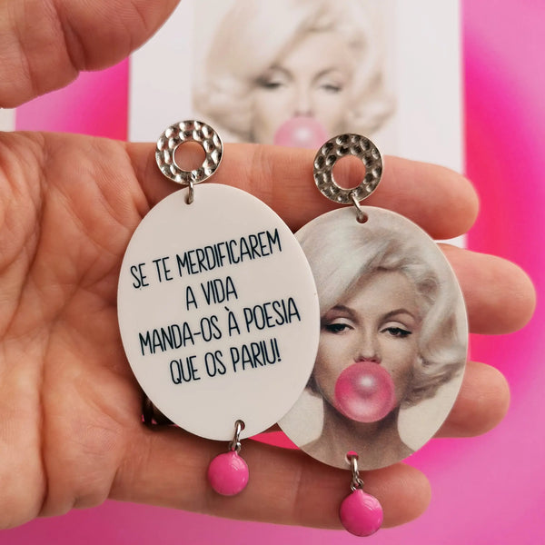 Brincos Imagem Marilyn e Frase PAMPA MIA ®