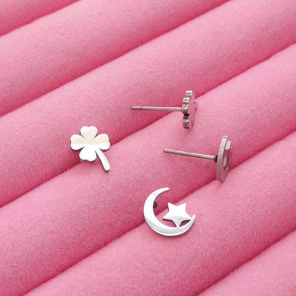 Pack brincos mini lua & trevo PAMPA MIA ®