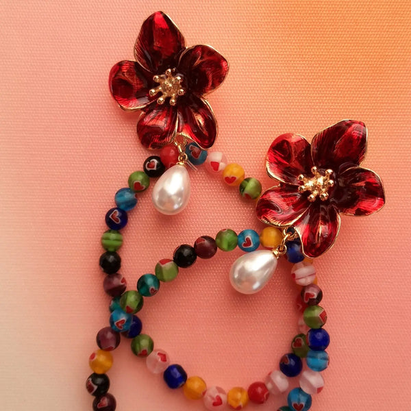 Brincos Argolas Inspo Murano & Fecho Flor PAMPA MIA ®