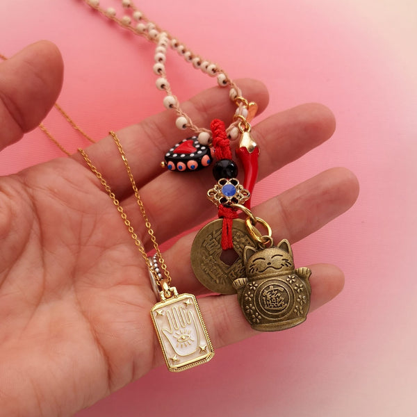 Fio missangas brancas & Hamsa PAMPA MIA ®