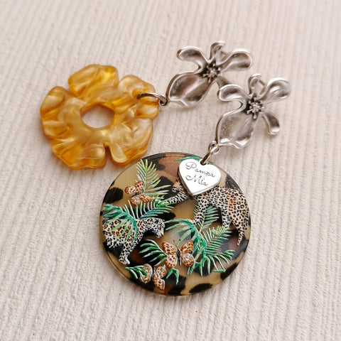 Brincos leopardo & flor PAMPA MIA ®