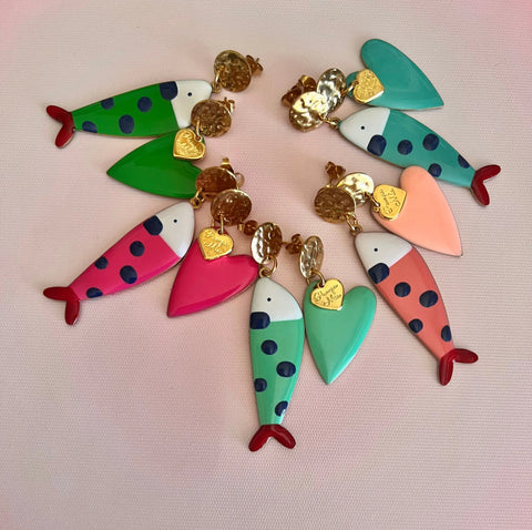 Brincos Peixe & Coração PAMPA MIA ®