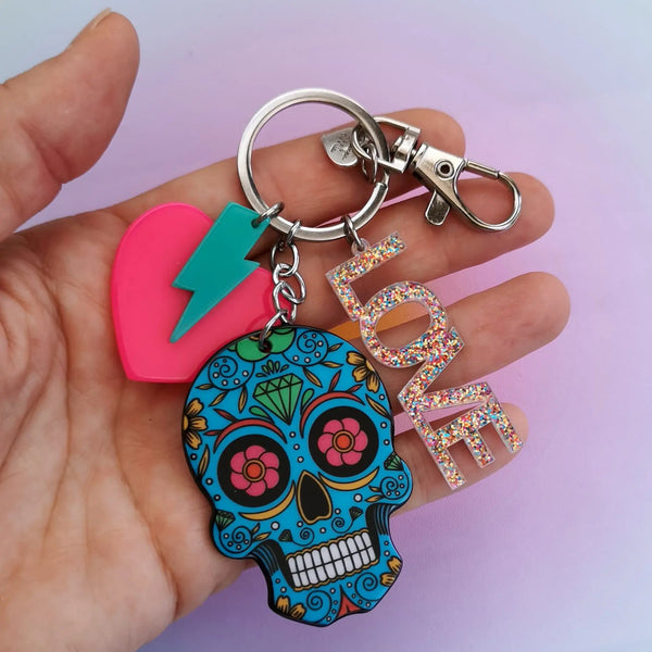 Porta-chaves Caveira Mexicana & Coração